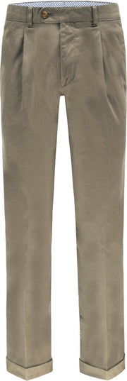 The English Hatter Mannen Pantalon met Bandplooi en omslag Bruin Katoen Maat: 52