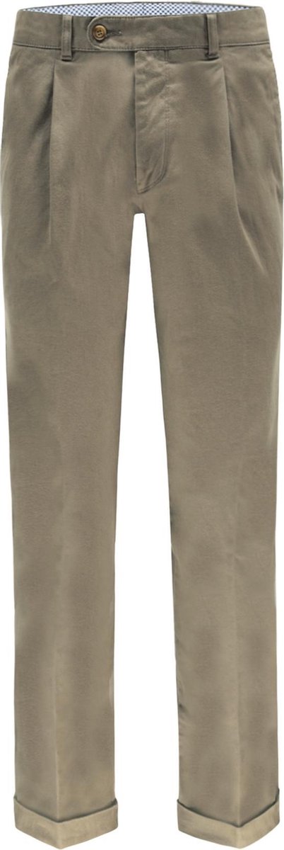 The English Hatter Mannen Pantalon met Bandplooi en omslag Bruin Katoen Maat: 52