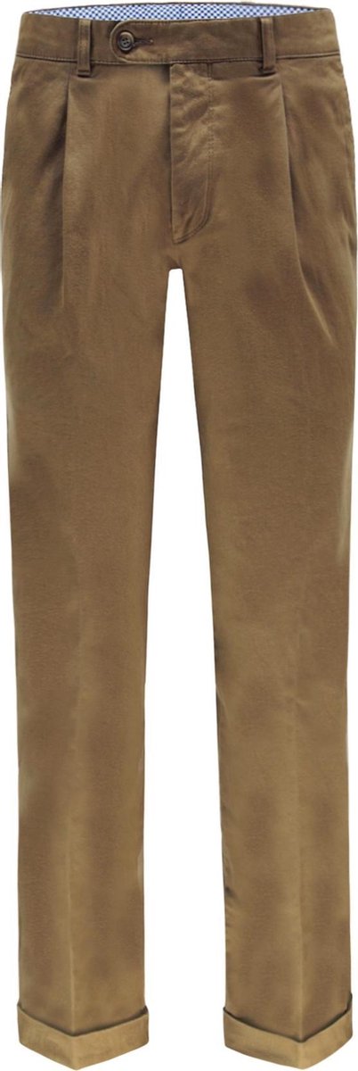 The English Hatter Mannen Pantalon met Bandplooi en omslag Bruin Katoen Maat: 52
