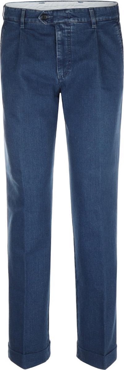 The English Hatter Mannen Jeans Pantalon met Bandplooi en omslag Blauw Katoen Maat: 25
