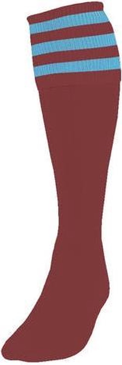 Precision Voetbalsokken Stripe Junior Nylon Bordeaux/blauw Mt 30-34