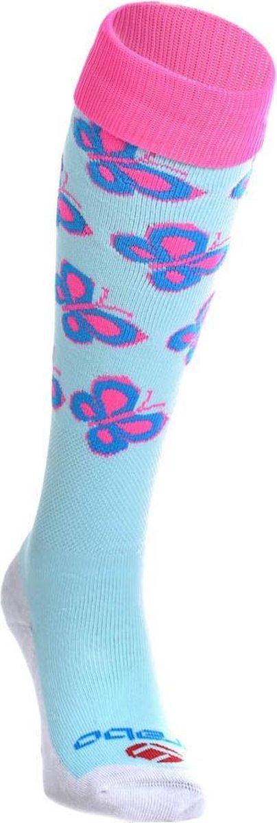 Brabo Butterfly Hockeysokken Sportsokken - Maat 28/30 - Unisex - groen/blauw/wit/roze