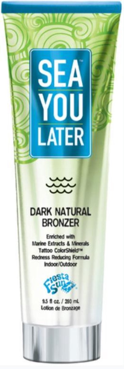 Fiesta Sun SEA YOU LATER Zonnebankcreme - DARK NATURAL BRONZER met tattoo bescherming (IN & OUTDOOR TANNING) - 280ml