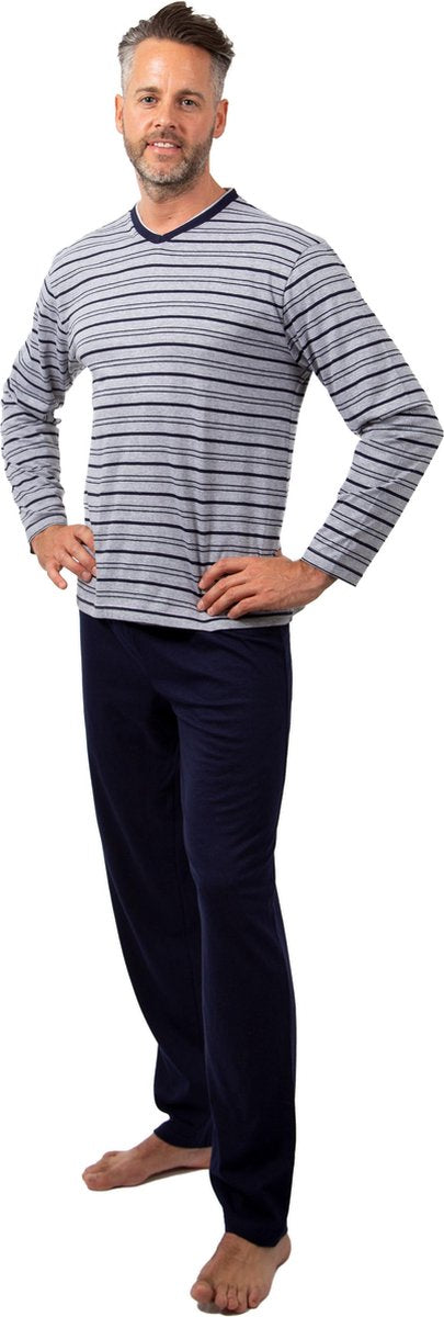 Heren Pyjama Stripes V Hals - Maat M/L
