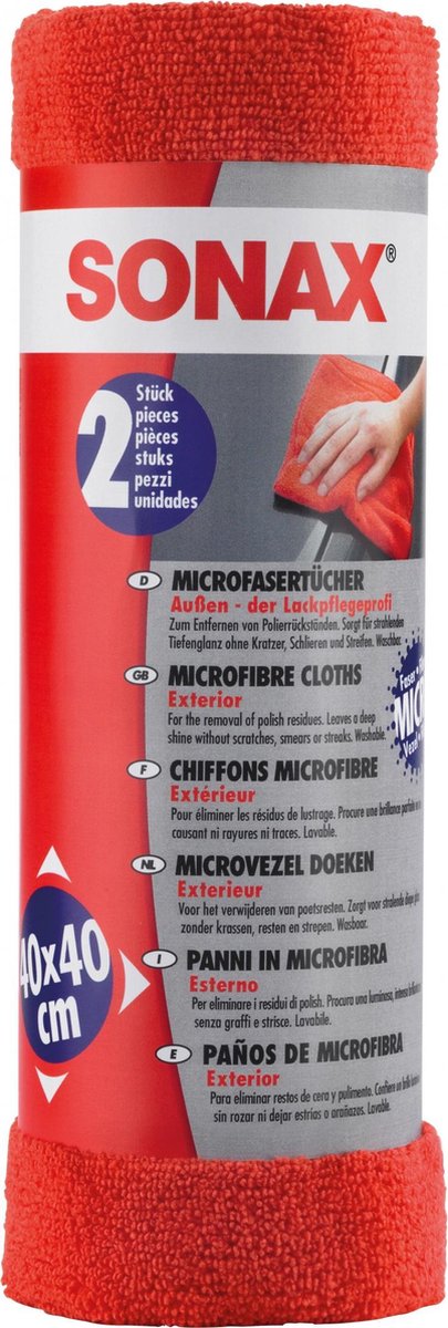 Sonax Microvezeldoeken Exterieur 40 X 40 Cm Rood 2 Stuks