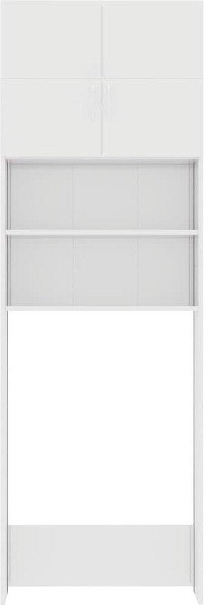 vidaXL Wasmachinekast 64x25.5x190 cm spaanplaat hoogglans wit