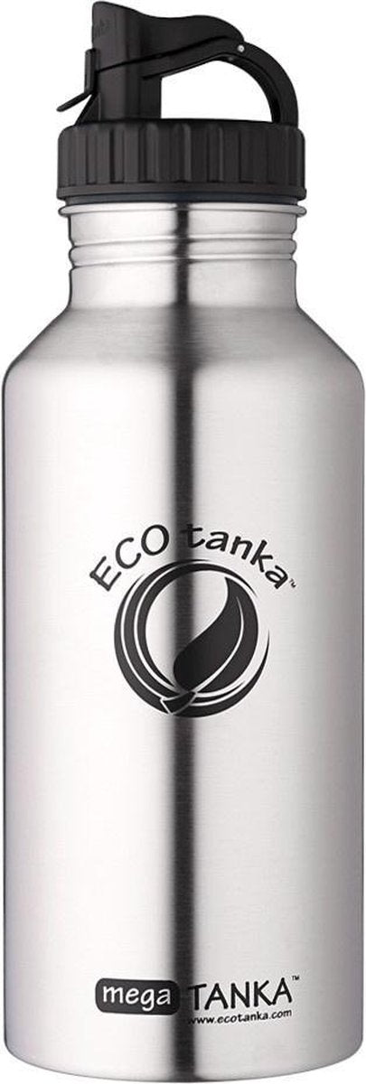 Ecotanka Drinkfles Mega Tanka 2 Liter Rvs Chroom/zwart