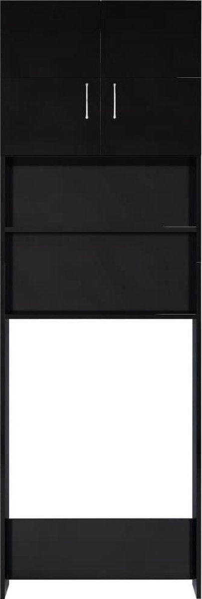vidaXL Wasmachinekast 64x25.5x190 cm spaanplaat hoogglans zwart