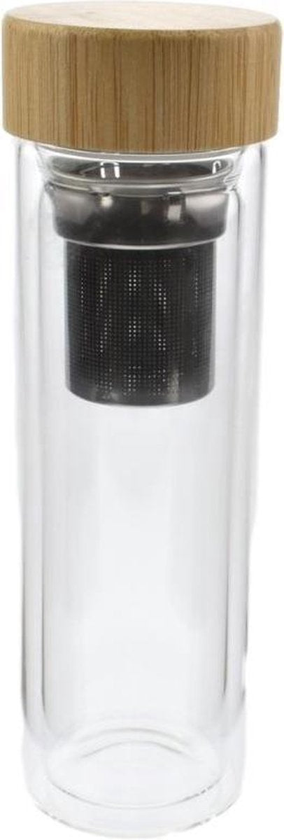 Orange85 Thermofles met Filter - Dubbelwandig - Transparant - Losse Thee - Glas