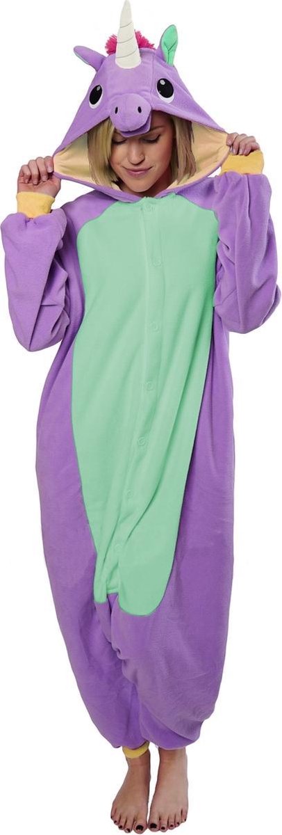 KIMU Onesie eenhoorn baby pakje paars unicorn - maat 68-74 - eenhoornpak romper pyjama