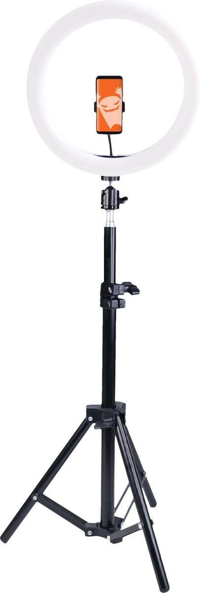 GadgetMonster GDM-1023 - Vlogging Stand - TikTok Statief - Vlogging statief met 26 cm USB selfie ring light - Universele smartphone houder - tripod 160 cm Zwart