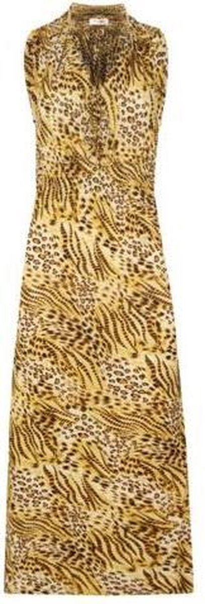 DAMES LANGE JURK/MAXI JURK/MOUWLOOS/PANTER/TIJGER/LUIPAARDPRINT/BEIGE/BRUIN/ZWART/ ONE SIZE / S - XXL