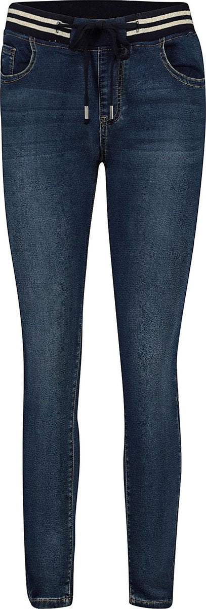 Cassis - Slim broek met sportieve strepen op de taille - Denim