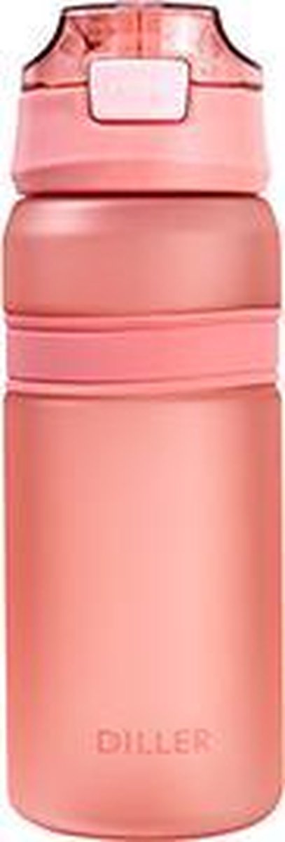 Diller Waterfles met Rietje - Drinkfles - Handig Sluitsysteem - 700ml - Roze - Tritan & BPA-vrij