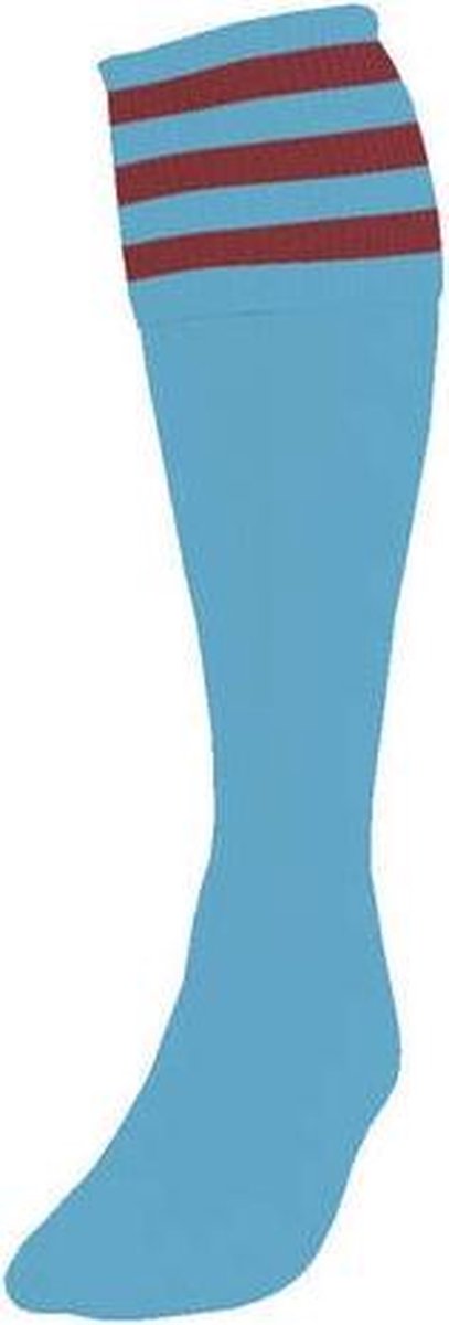 Precision Voetbalsokken Stripe Junior Nylon Lichtblauw/bordeaux Mt 30-34