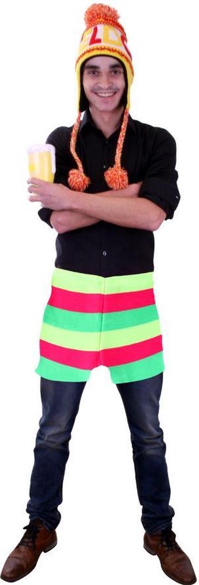 Gebreide onderbroek fluor pink/geel/groen