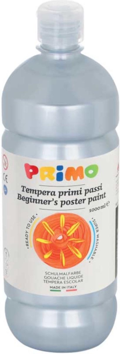 Primo Plakkaatverf Tempera 1000 Ml Zilver