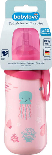 babylove Baby Rietje fles met flexibel en zacht siliconen rietje vanaf 12 maanden - Sealife - 330 ml