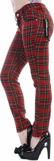 Banned Skinny fit broek -XL- TARTAN Rood
