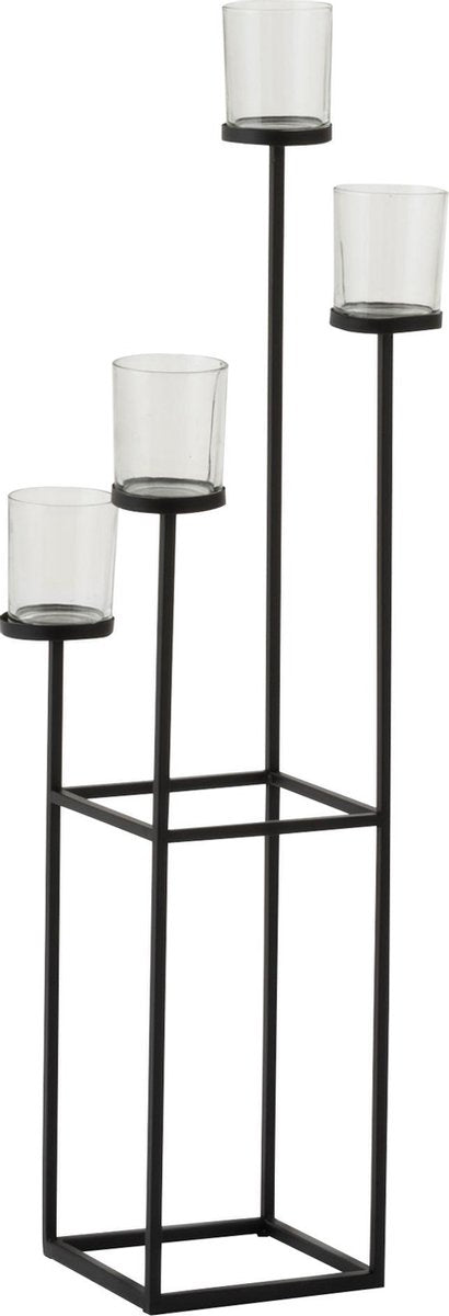 J-Line Kaarshouder 4 Delen Metaal/Glas Zwart