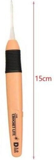 Haaknaald 3 MM met Licht - Lichtgevende Haaknaald 3 MM - Crochet Lite - Licht Oranje - 3 mm