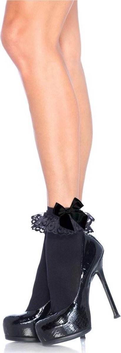 Leg Avenue Sokken Bow & Lace Ruffle Zwart