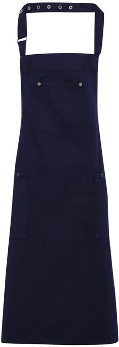 Schort kleur Navy PR 132 | 100% twillkatoen | Dit schort met bovenstuk kreeg details die aan de klassieke 'chino' doen denken  | horeca kleding