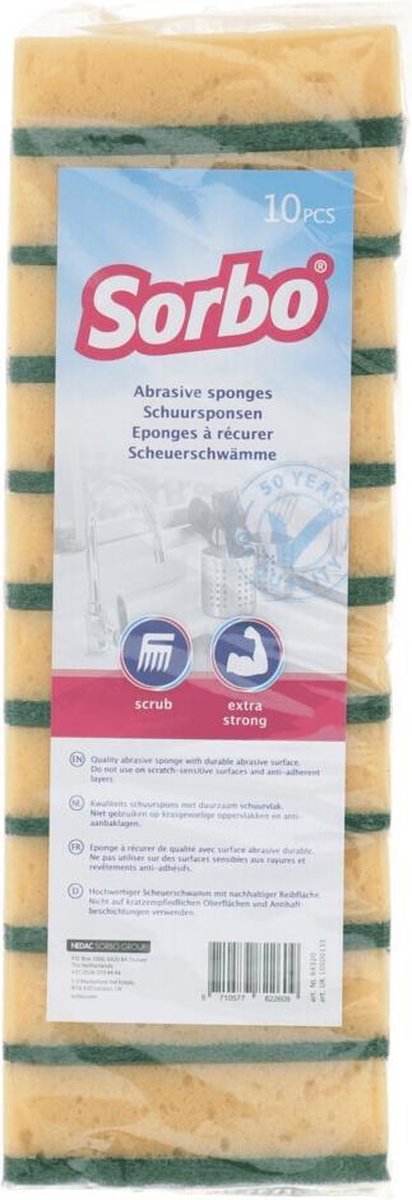 15x Sorbo Schuursponsstaaf Zware Kwaliteit 10 stuks