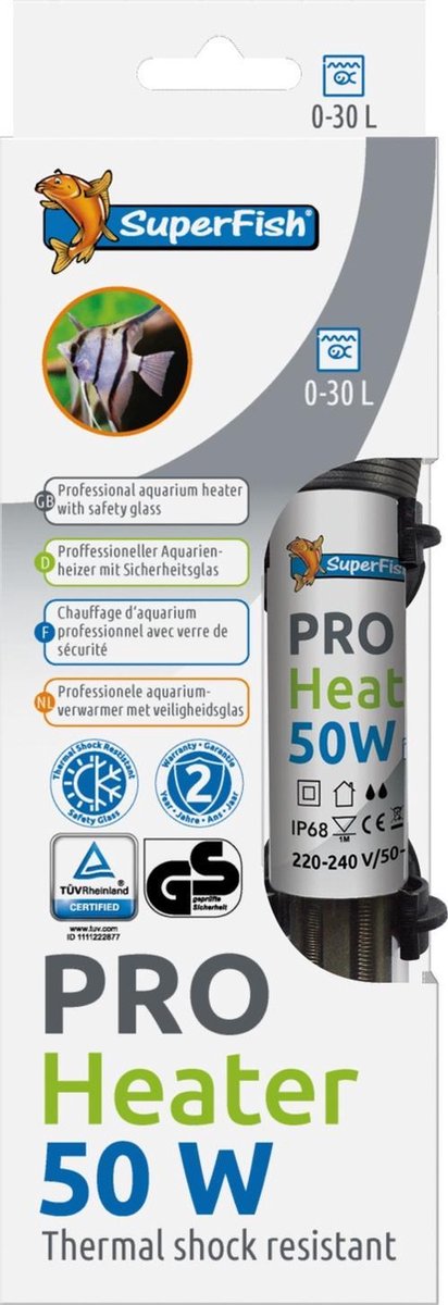 Superfish pro heater 50 watt met thermisch schokbestendig veiligheidsglas