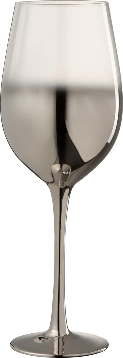 J-Line Drinkglas Op Voet Wijn Degrade Glas Zilver/Transparant