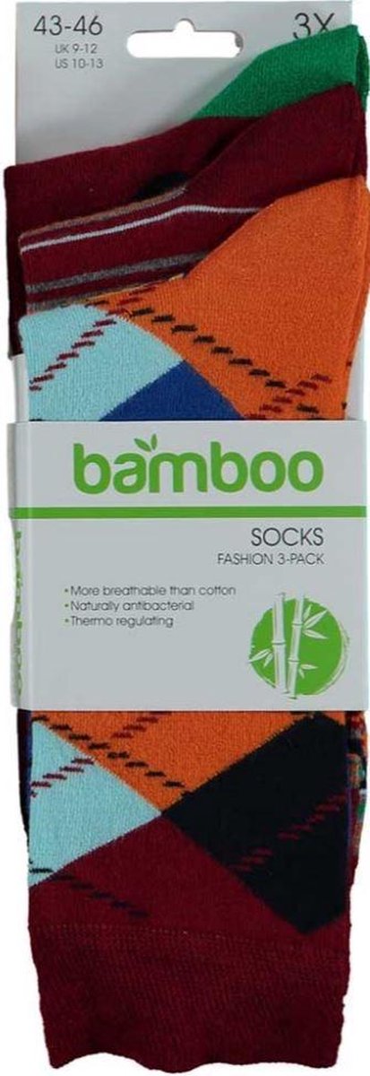 Apollo Sokken Fashion Bamboo Heren Rood 3-pack Maat 43/46
