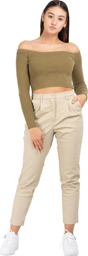 tapered Pu pants beige