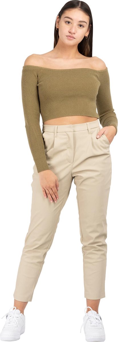 tapered Pu pants beige