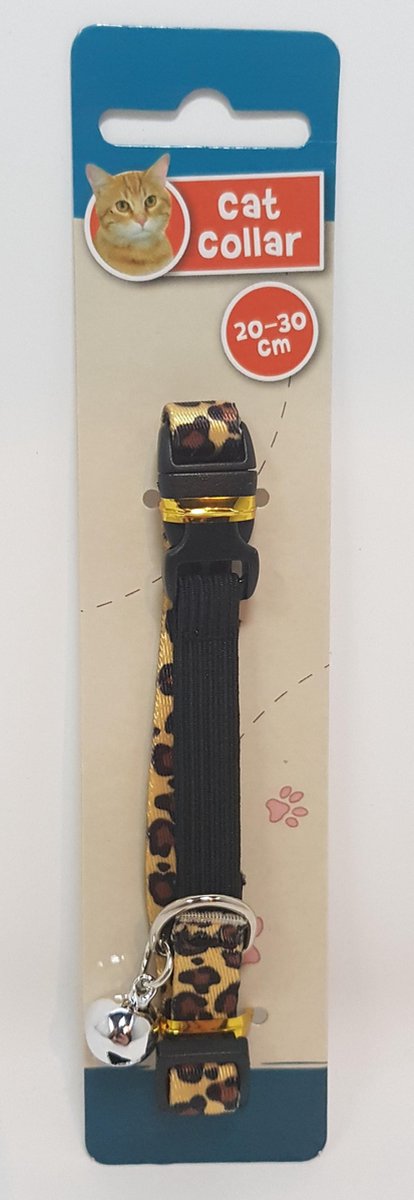 kattenhalsband -  voor katten van 20-30 cm - zwart/panterprint