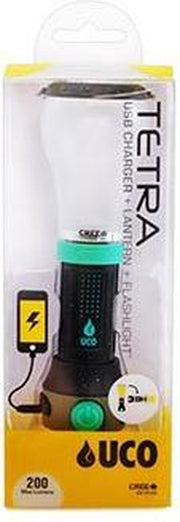 UCO Tetra LED lantaarn - Campinglamp - met USB-oplader - Accu - Zwart
