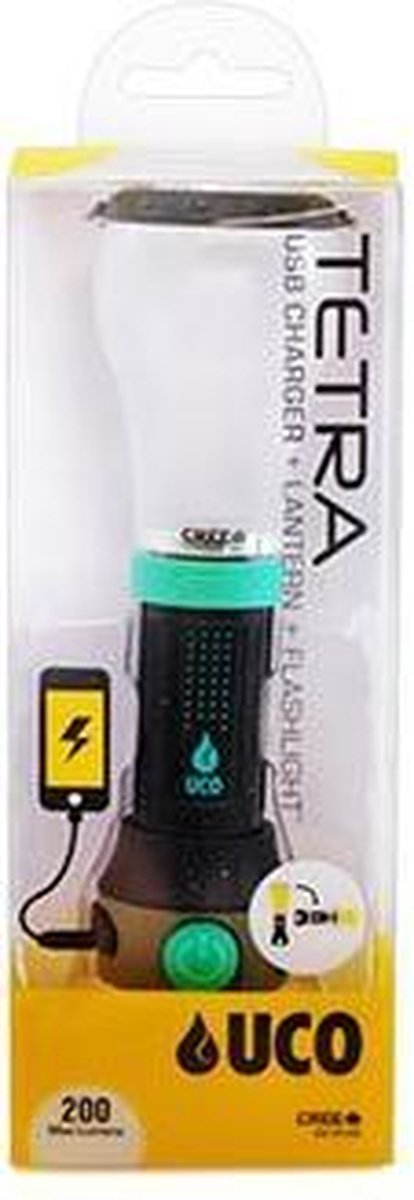 UCO Tetra LED lantaarn - Campinglamp - met USB-oplader - Accu - Zwart