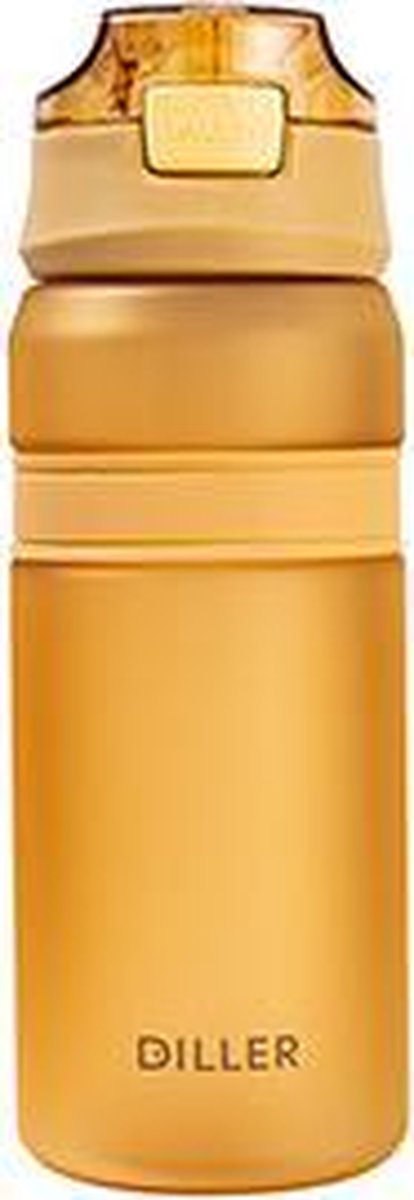 Diller Waterfles met Rietje - Drinkfles - Handig Sluitsysteem - 700ml - Oranje - Tritan & BPA-vrij