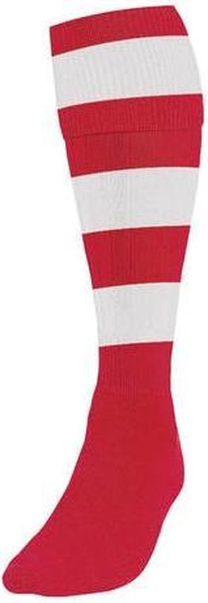 Precision Voetbalsokken Hooped Junior Nylon Rood/wit Maat 35-39
