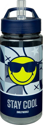 Emoji Drinkbeker 500 ML - Beker - Rietjesbeker - Schoolbeker - Drinkbeker - Donker Blauw - Smiley - Lunchbeker - Schoollunch