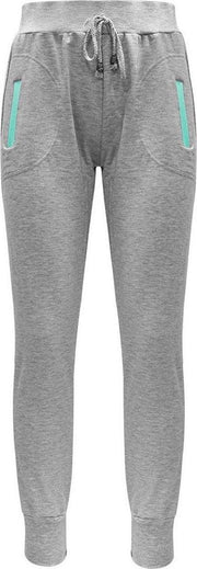 DAMES JOGGINGBROEK - KATOEN - GRIJS - AQUA GROEN -  MAAT M/L