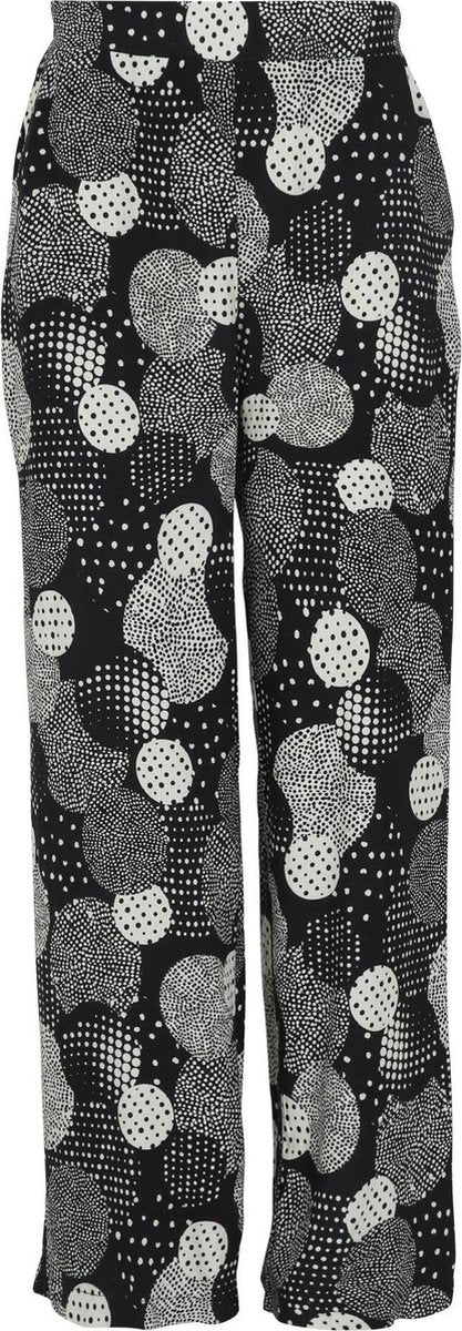 Cassis - Kuitbroek in viscose met geometrische cirkels - Zwart