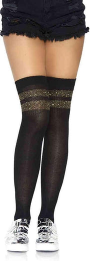 Leg Avenue Overknee sokken Athlete Zwart/Goudkleurig