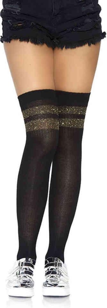Leg Avenue Overknee sokken Athlete Zwart/Goudkleurig