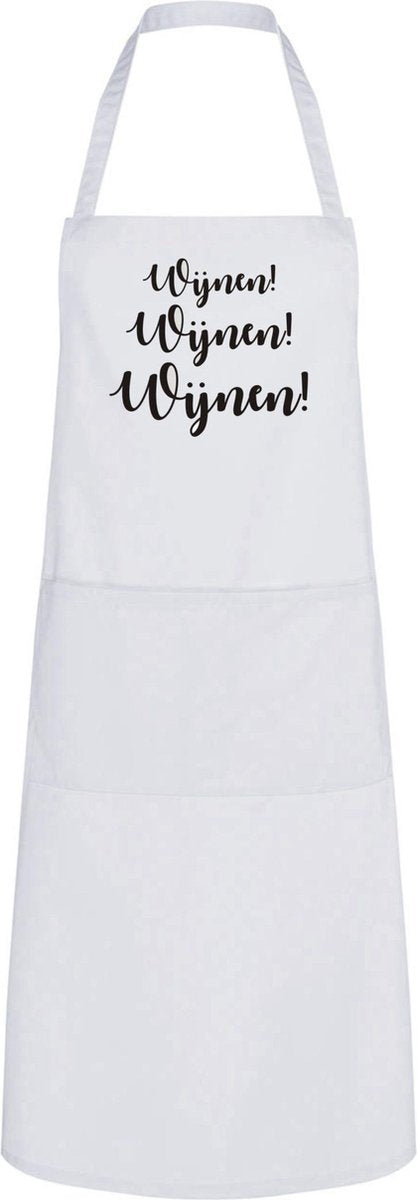 Keukenschort Wijnen! Wijnen! Wijnen! - Wit - One Size - Kerst - cadeau - Cadeau volwassenen