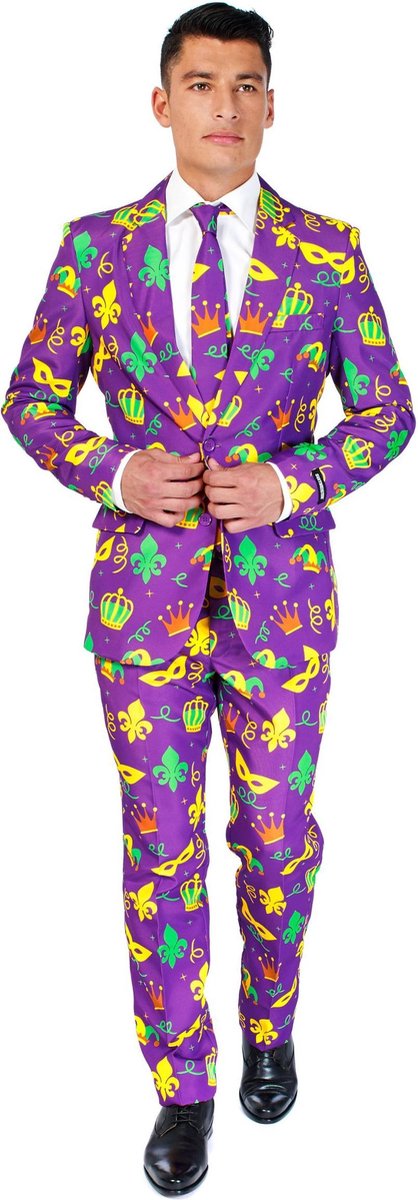 OPPOSUITS - Mr. Mardi Gras Suitmeister kostuum voor mannen - Medium - Volwassenen kostuums