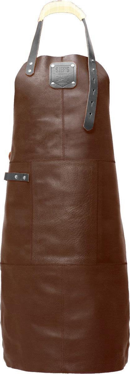 Sorprese Premium – bbq schort – bruin-zwart creme – bbq schort mannen – 100% premium leder – bbq schort leer man