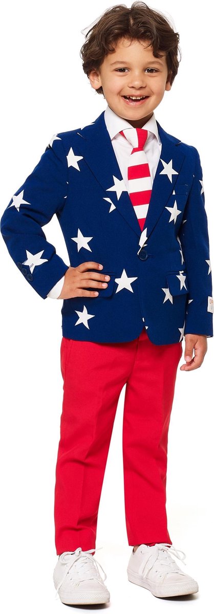 Opposuits Verkleedpak Stars And Stripes Jongens Polyester Maat 122-128