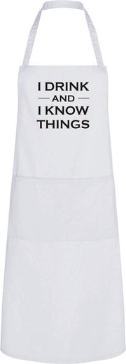 Keukenschort I drink and ik know things  - Wit - One Size - Kerst - cadeau - Cadeau volwassenen