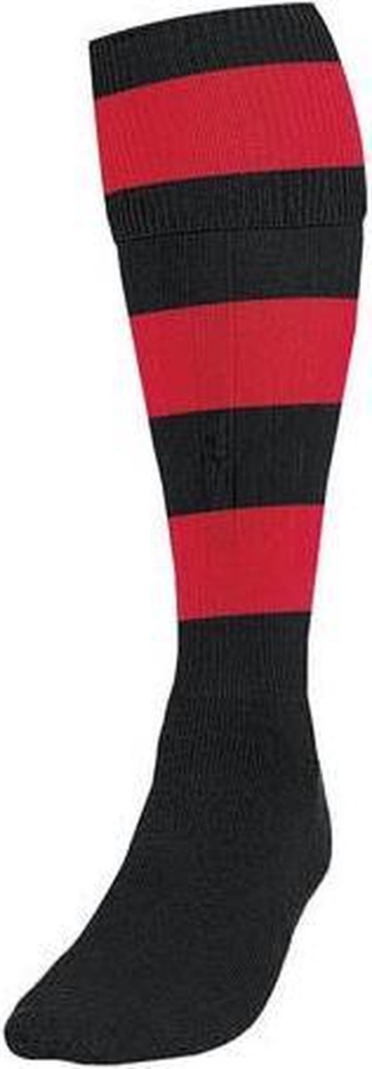 Precision Voetbalsokken Hooped Junior Nylon Zwart/rood Maat 30-34