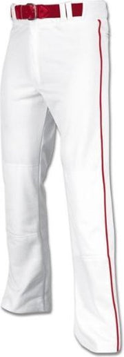 TAG White w/ Red Piping Mens NYLON Baseball Pants - White/Red - 40
